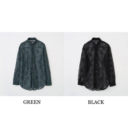 グリッター レース ロング スリーブ シャツ（2色）｜Juha