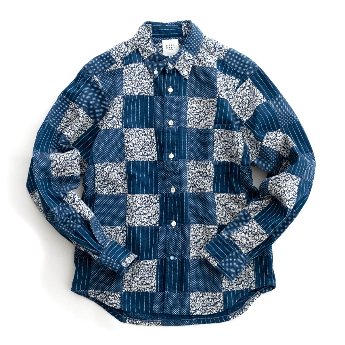 FEEL EASY ORIGINAL INDIGO PATCHWORK BUTTONDOWN SHIRT