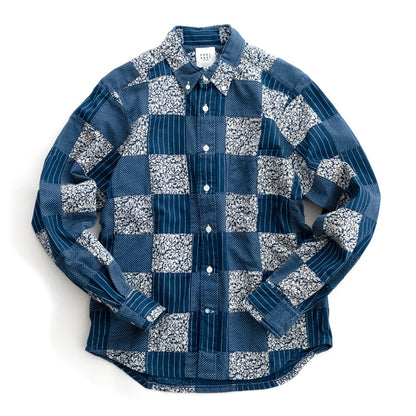 FEEL EASY ORIGINAL INDIGO PATCHWORK BUTTONDOWN SHIRT