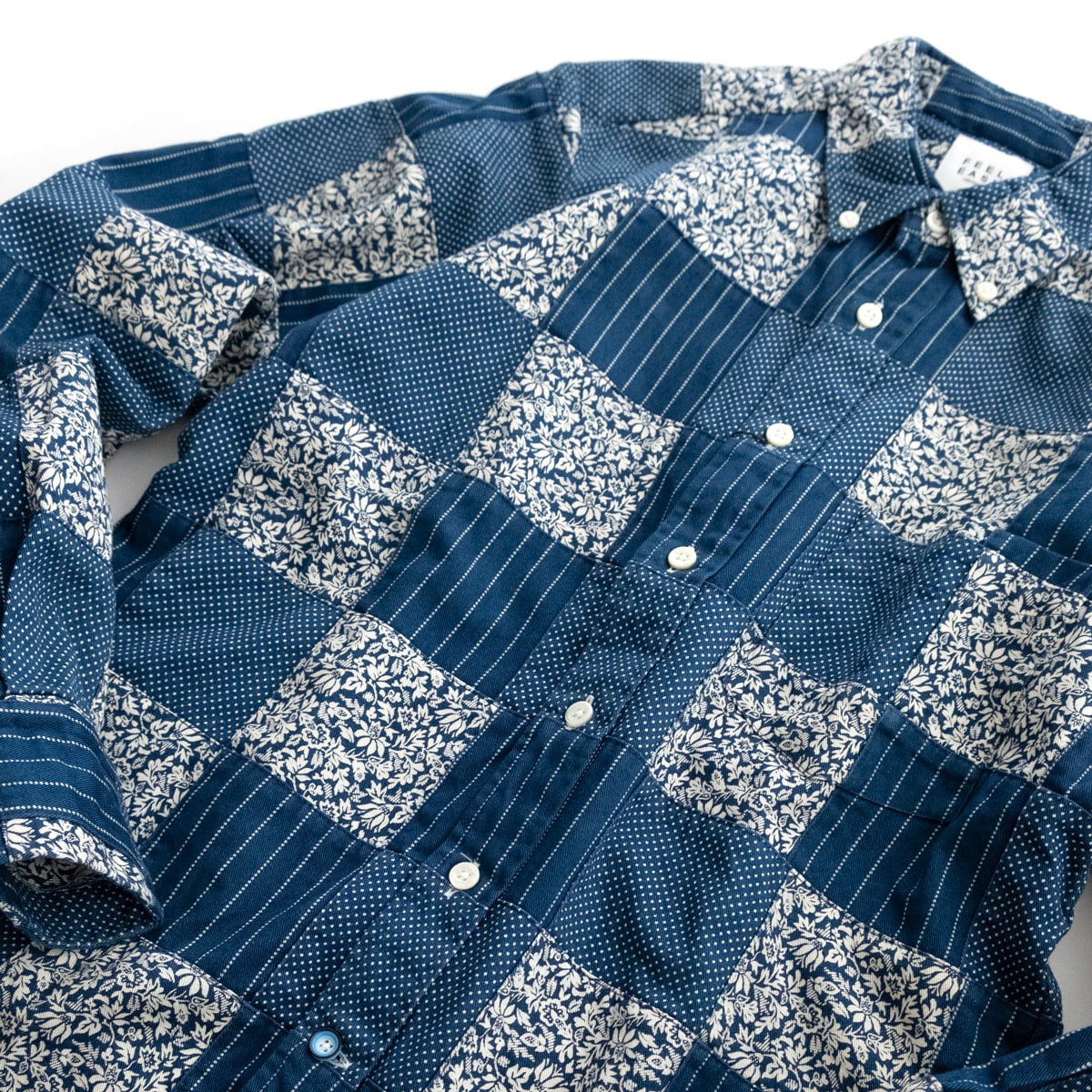 FEEL EASY ORIGINAL INDIGO PATCHWORK BUTTONDOWN SHIRT