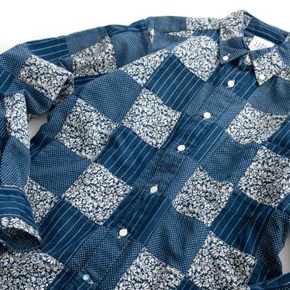 FEEL EASY ORIGINAL INDIGO PATCHWORK BUTTONDOWN SHIRT