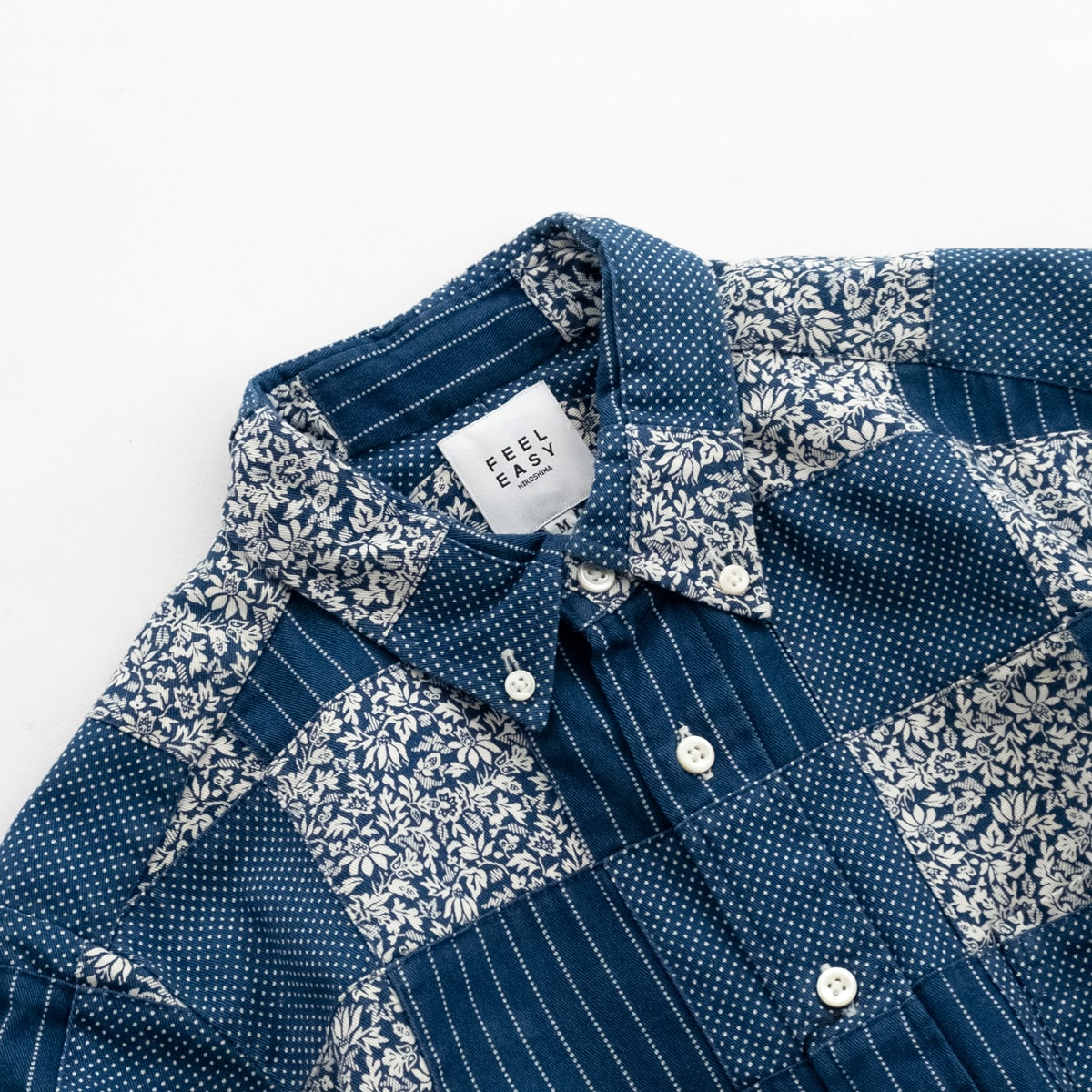 FEEL EASY ORIGINAL INDIGO PATCHWORK BUTTONDOWN SHIRT