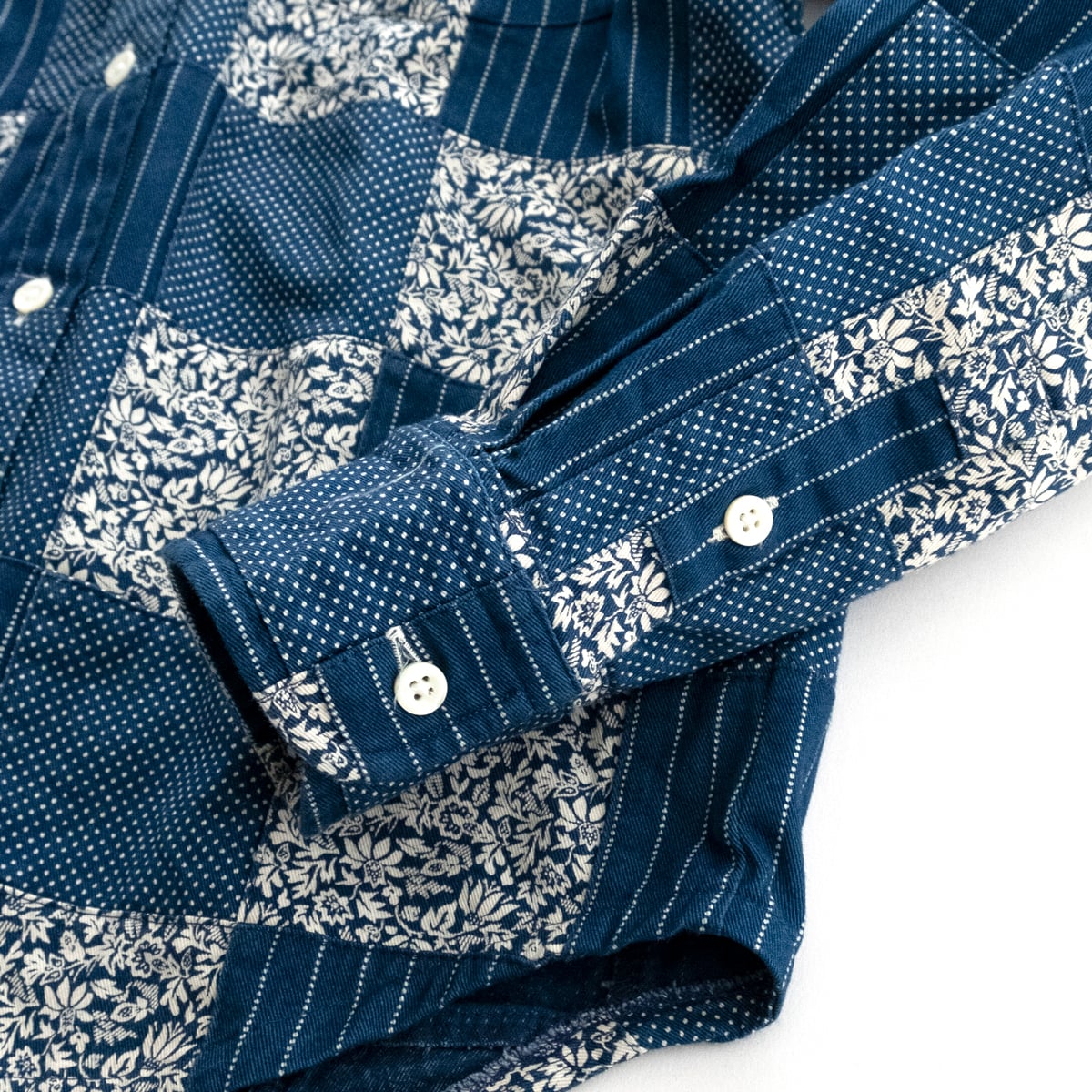 FEEL EASY ORIGINAL INDIGO PATCHWORK BUTTONDOWN SHIRT