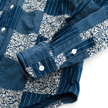 FEEL EASY ORIGINAL INDIGO PATCHWORK BUTTONDOWN SHIRT