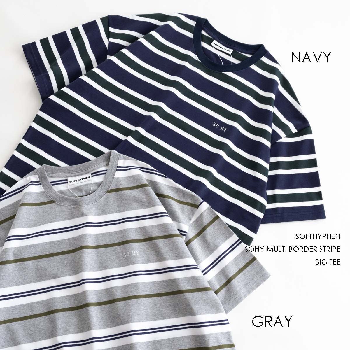 SOHY マルチ ボーダー ストライプ ビッグ Tシャツ（2色）｜SOFTHYPHEN