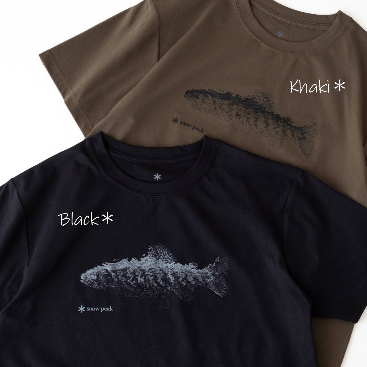 トーンドトラウト コラボ サイン オブ フィッシュ Tシャツ（2色）｜Snow Peak
