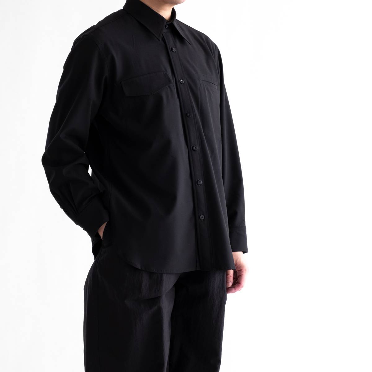 IRENISA FLAP POCKET SHIRT(BLACK)