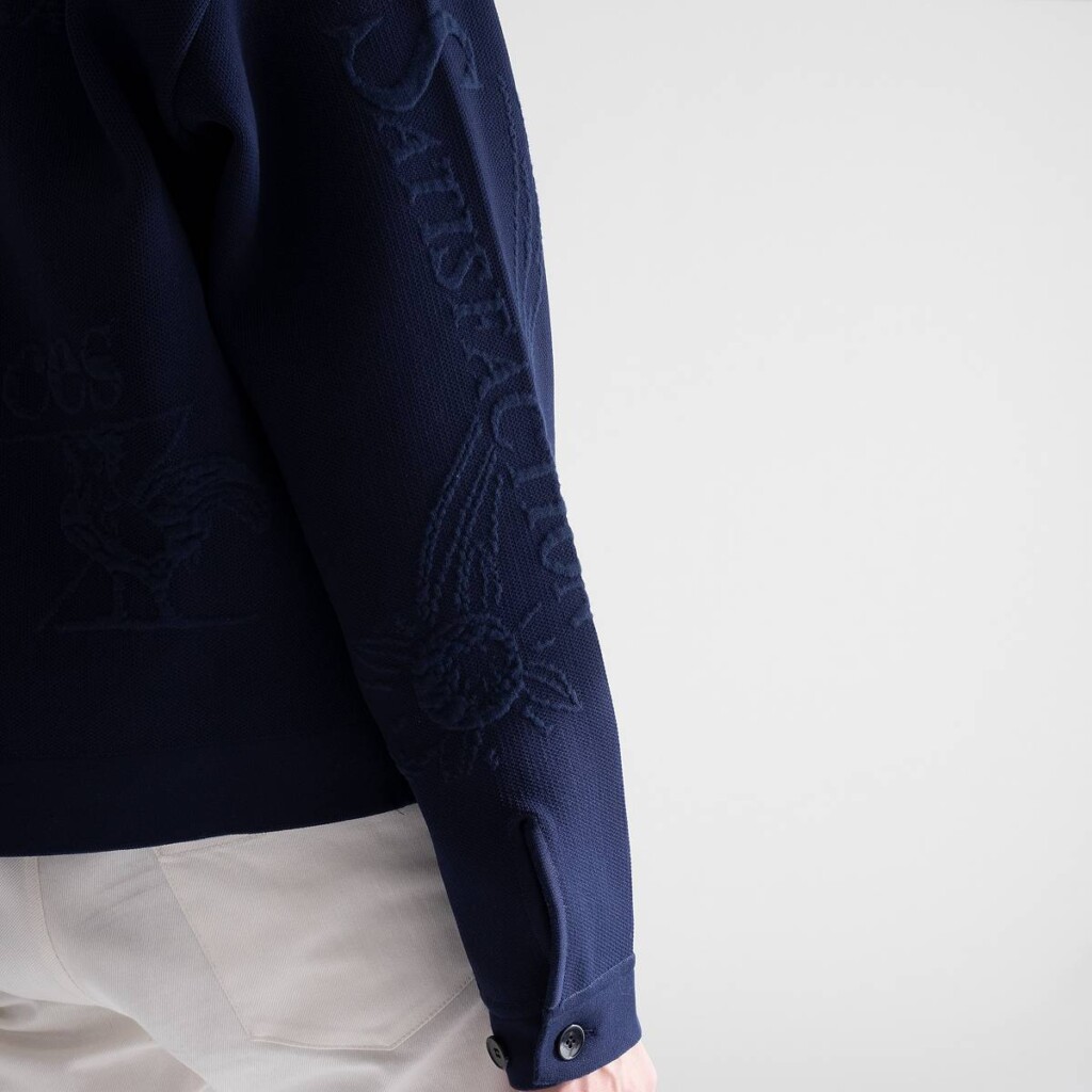 BLAHW 45 SPICE JACQUARD KNIT ZIP BLOUSON(NAVY)