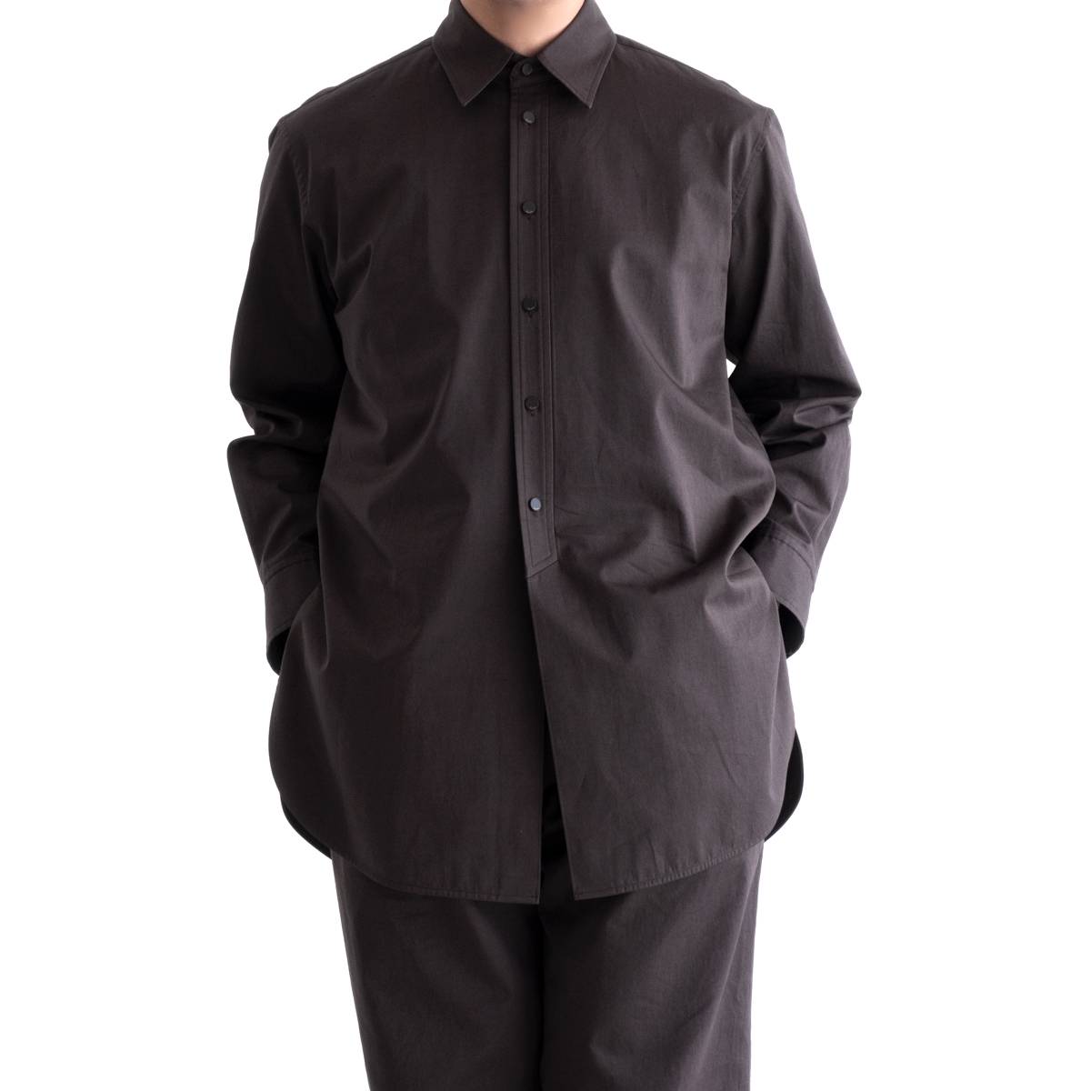 IRENISA MIDDLE LENGTH SHIRT(OLIVE CHARCOAL)