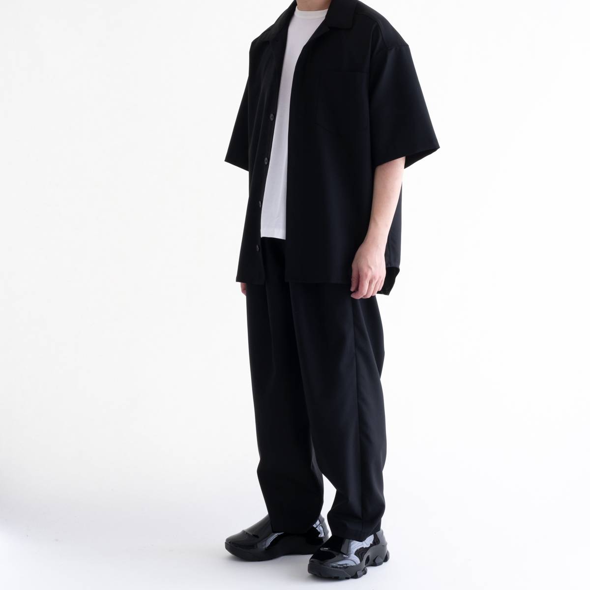 lownn Wide Pants 3 Pleats(Black Plain)