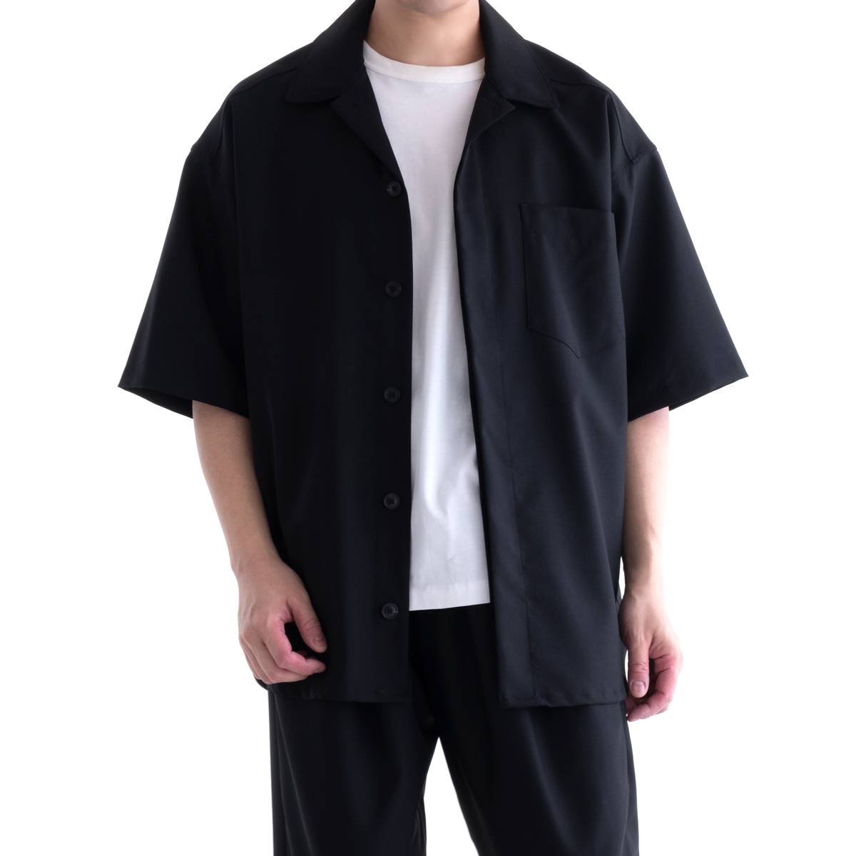 LOWNN ローン シャツ ブラック ポケット - ファッション
