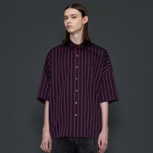 SHAREEF STRIPE S/S SHIRTS(Navy)