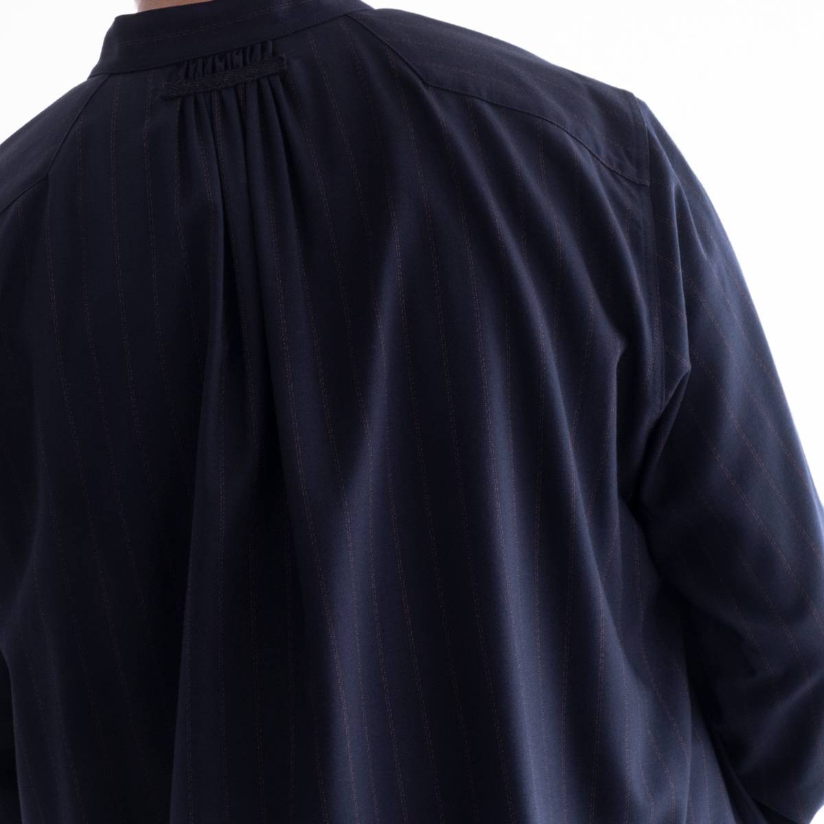 IRENISA PULL OVER GATHER SHIRT(NAVY STRIPE)