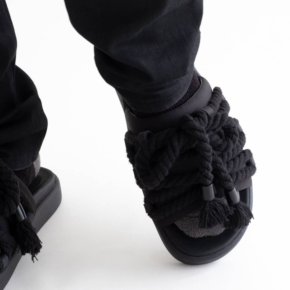 FOOT INDUSTRY ROPE SLIPPER(BLACK) | FOOT INDUSTRY (フット 